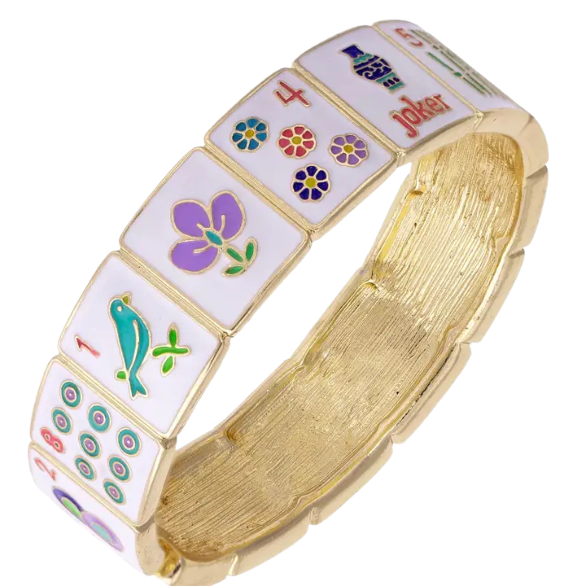 Going Mahjong! Enamel Hinge Bangle-Fairley Fancy