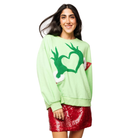 Green Grinch Heart Hands Sweatshirt-Fairley Fancy