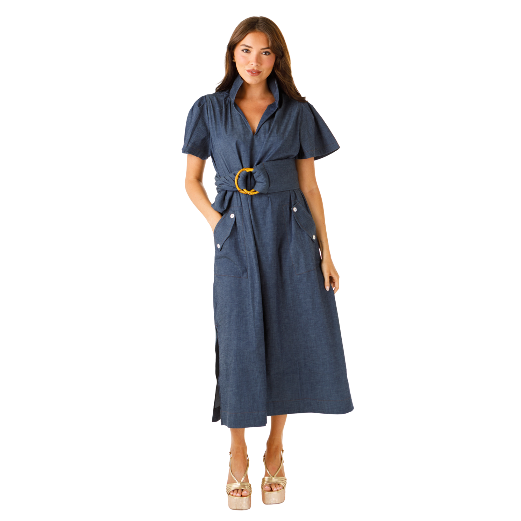 Gretchen Dress in Stretch Denim-Fairley Fancy