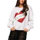 Grey 'Be My Valentine' Jeweled Heart Sweatshirt-Fairley Fancy