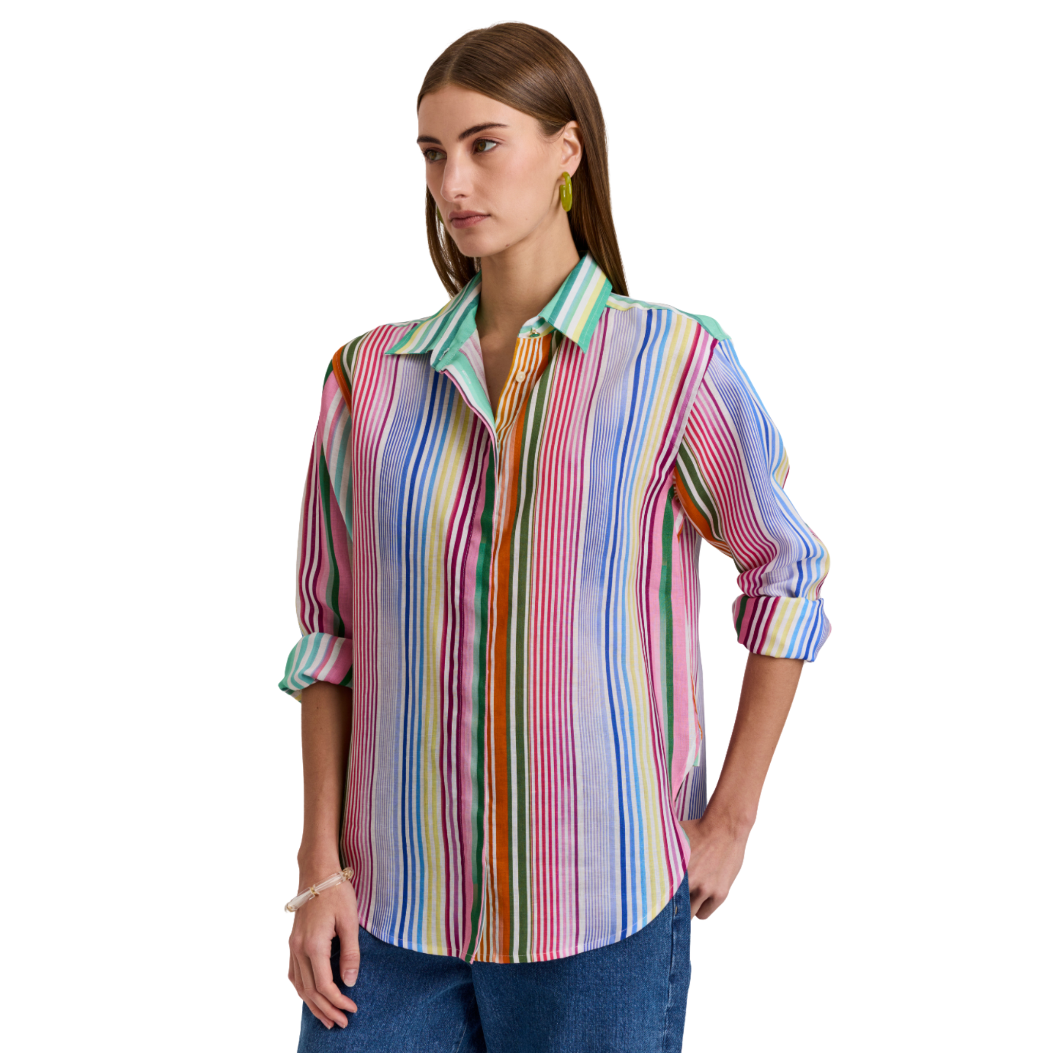 Halsey Long Sleeve Multi Linen Stripe Shirt-Fairley Fancy