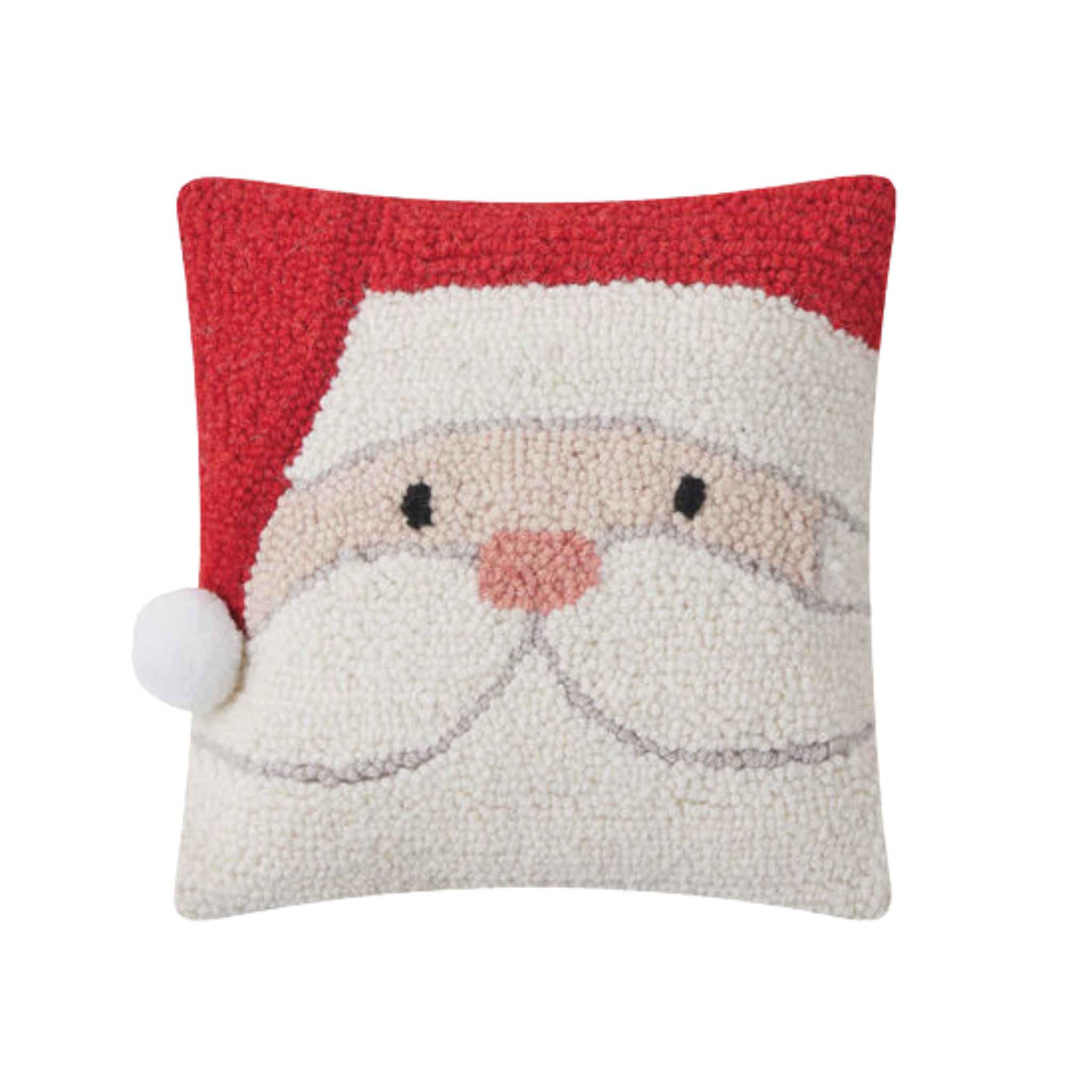 Holiday Santa Pom Pom Hook Pillow-Fairley Fancy