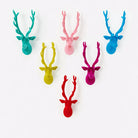 Flocked Deer Bust Wall Mount, Set of 6 - Fairley Fancy