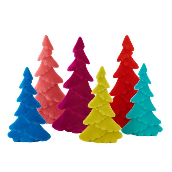 Assorted Flocked Tree, Set of 6 - Fairley Fancy