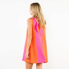 Sleeveless colorblock dress in Orange and Magenta