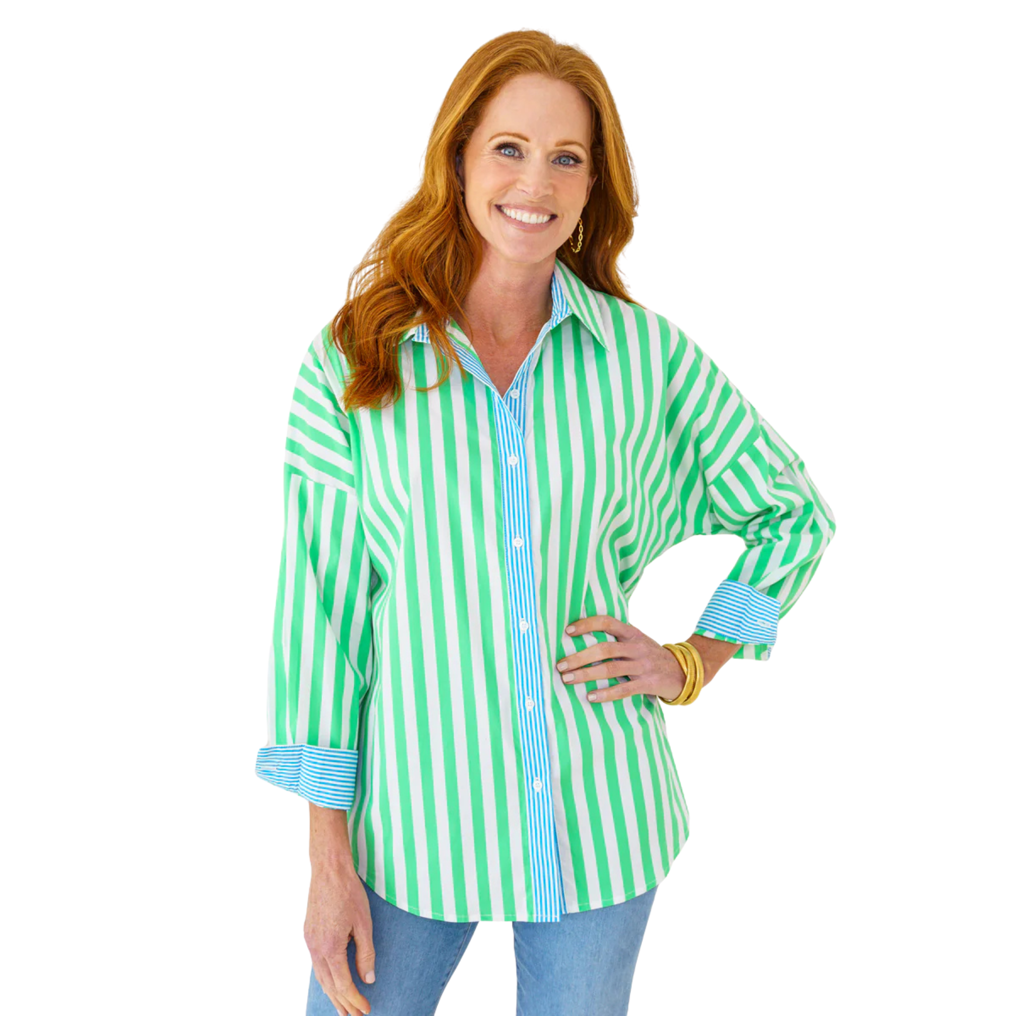 Katherine Top in Green/Aqua-Fairley Fancy