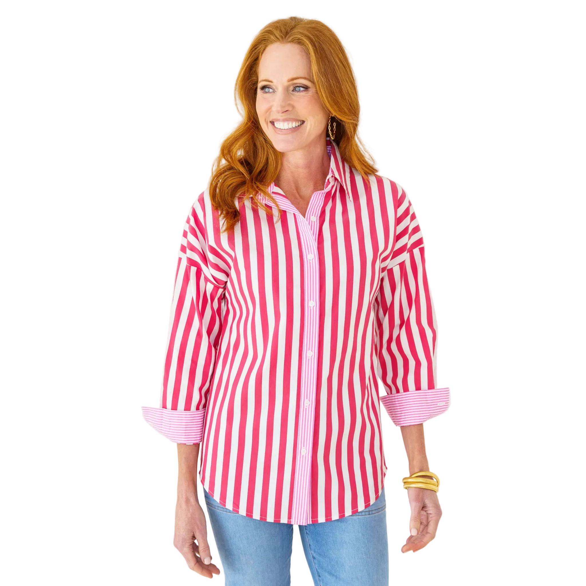 Katherine Top in Red and Pink-Fairley Fancy