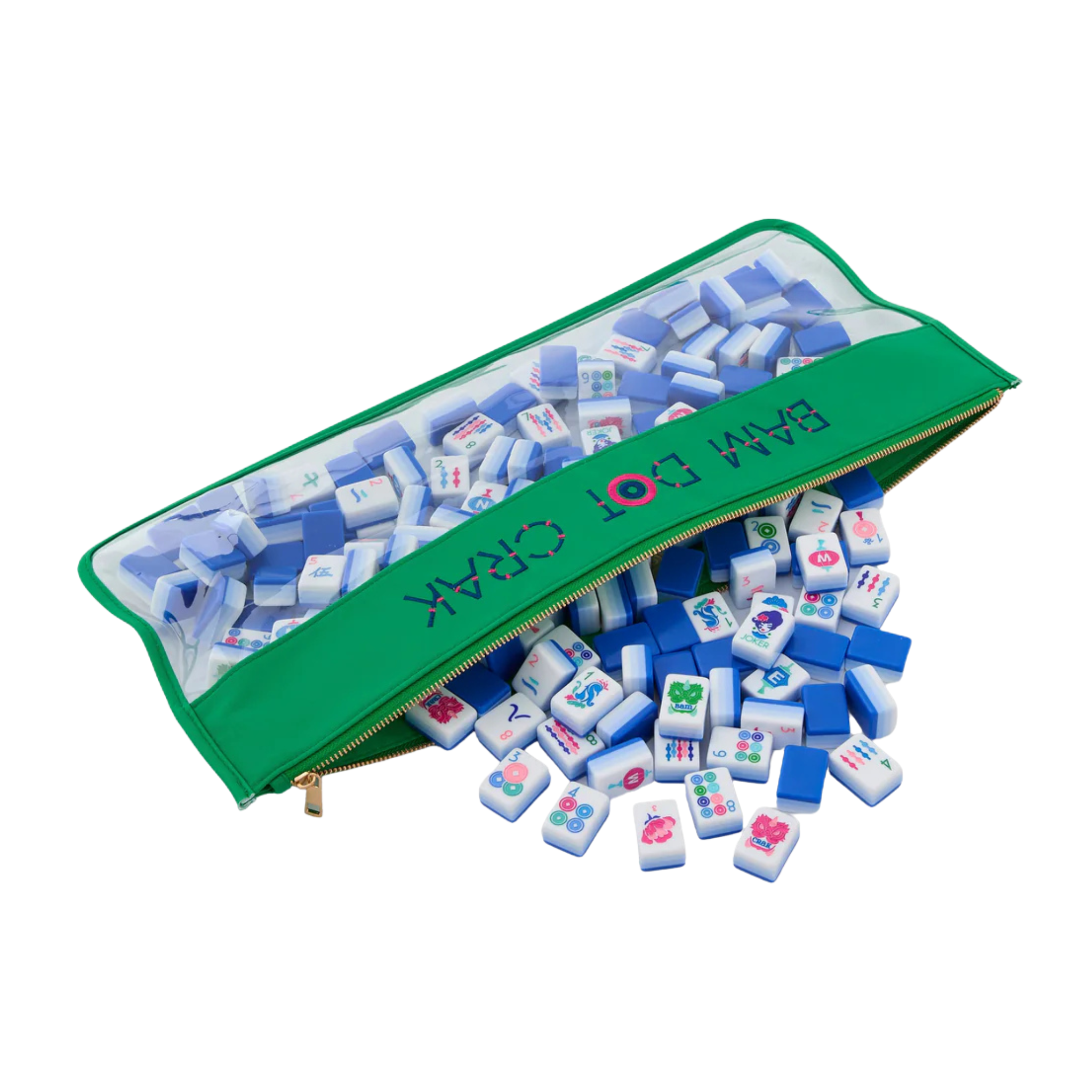 Kelly Green Bam Dot Crak Mahjong Bag-Fairley Fancy