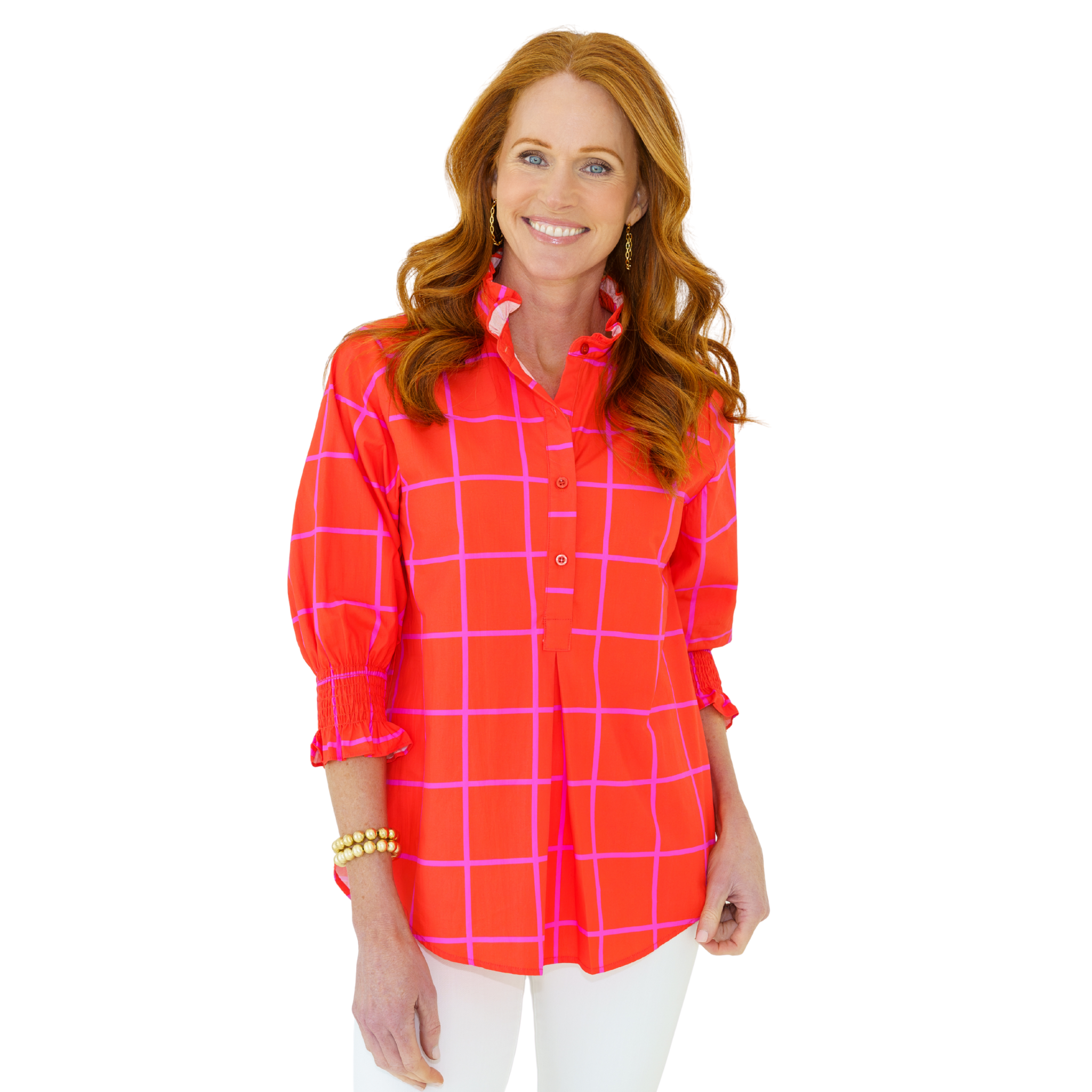 Kimberly Park Top in Orange and Pink-Fairley Fancy