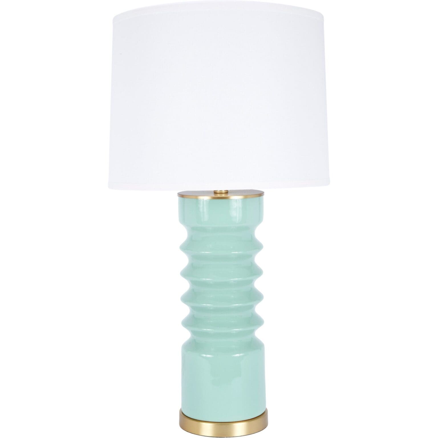 LENNON CELADON CERAMIC TABLE LAMP WITH WHITE LINEN SHADE - Fairely Fancy