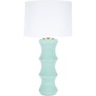 Sawyer Ceramic Celadon Lamp With White Linen Shade - Fairley Fancy