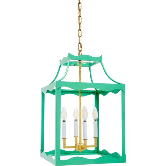SEA GREEN SYLVIE LANTERN WITH GOLD ACCENTS - Fairley Fancy