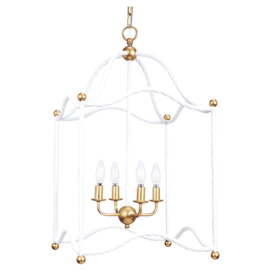 Marie White And Gold Twisted Metal Lantern - Fairley Fancy