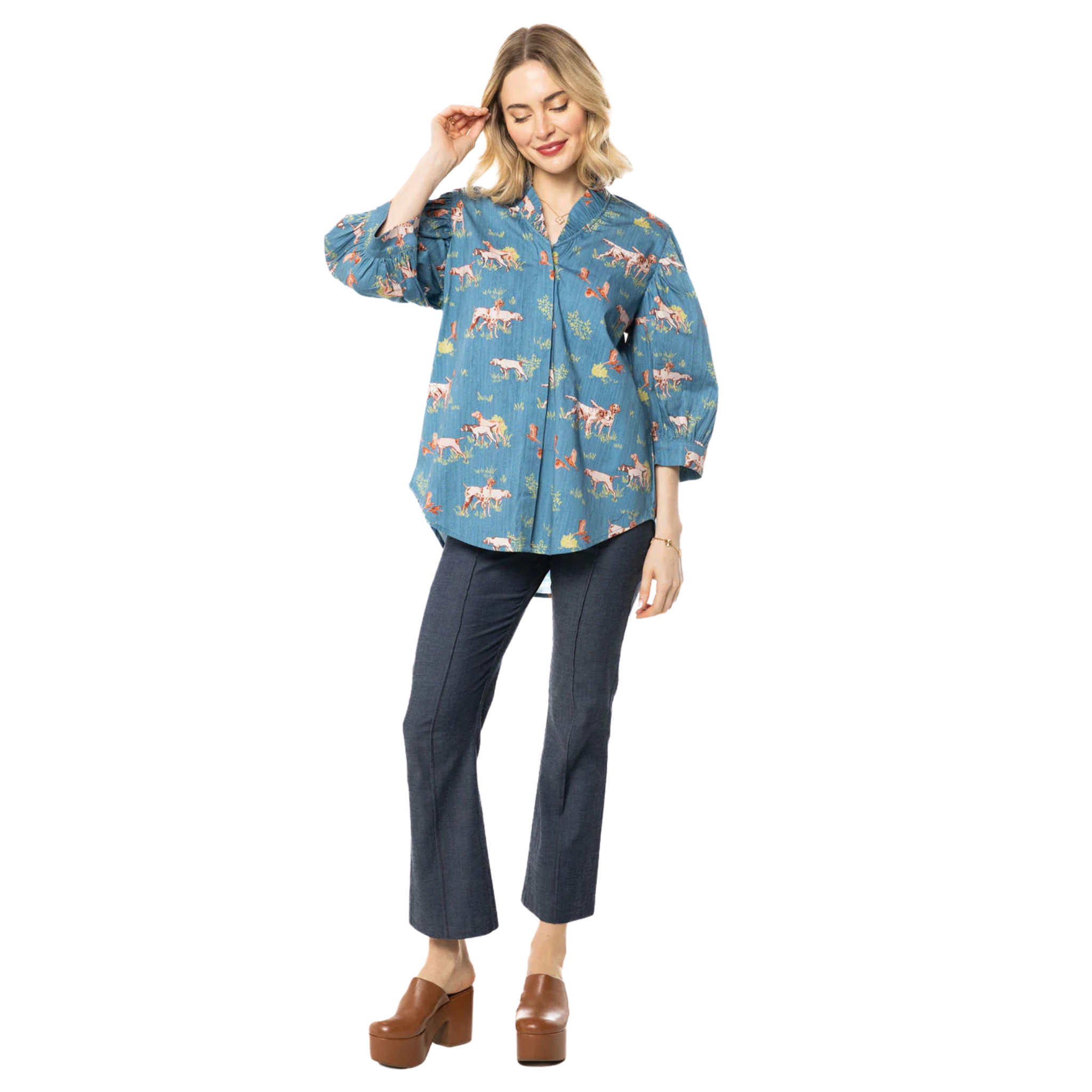 Laura Top in Dogs on the Hunt-Fairley Fancy