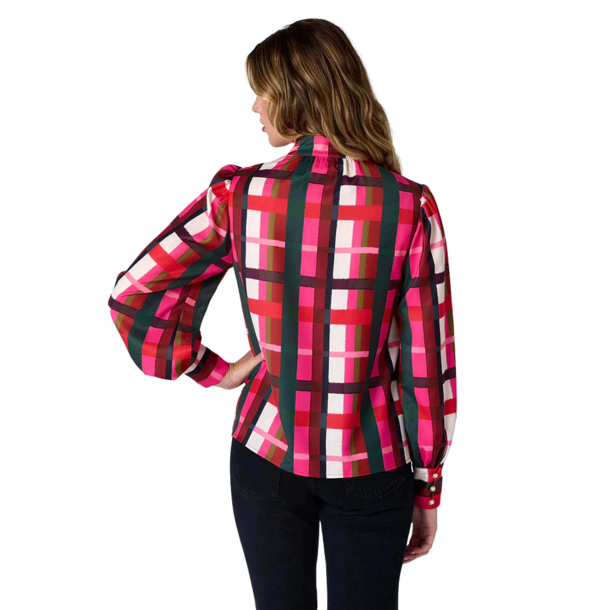 Leland Blouse in Holiday Plaid-Fairley Fancy