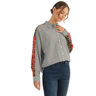 Leopard Contrast Pinstripe Top-Fairley Fancy