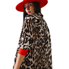 Leopard Shirt WIth Red Button Placket And Red Sleeves Detail-Fairley Fancy