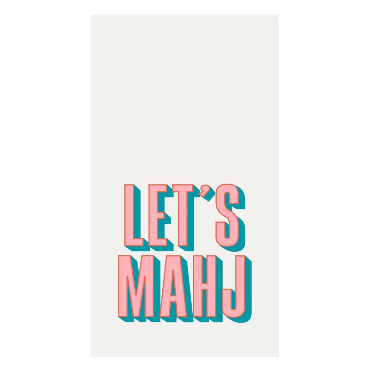 Text 'LET'S MAHJ' in pink and blue on a white background