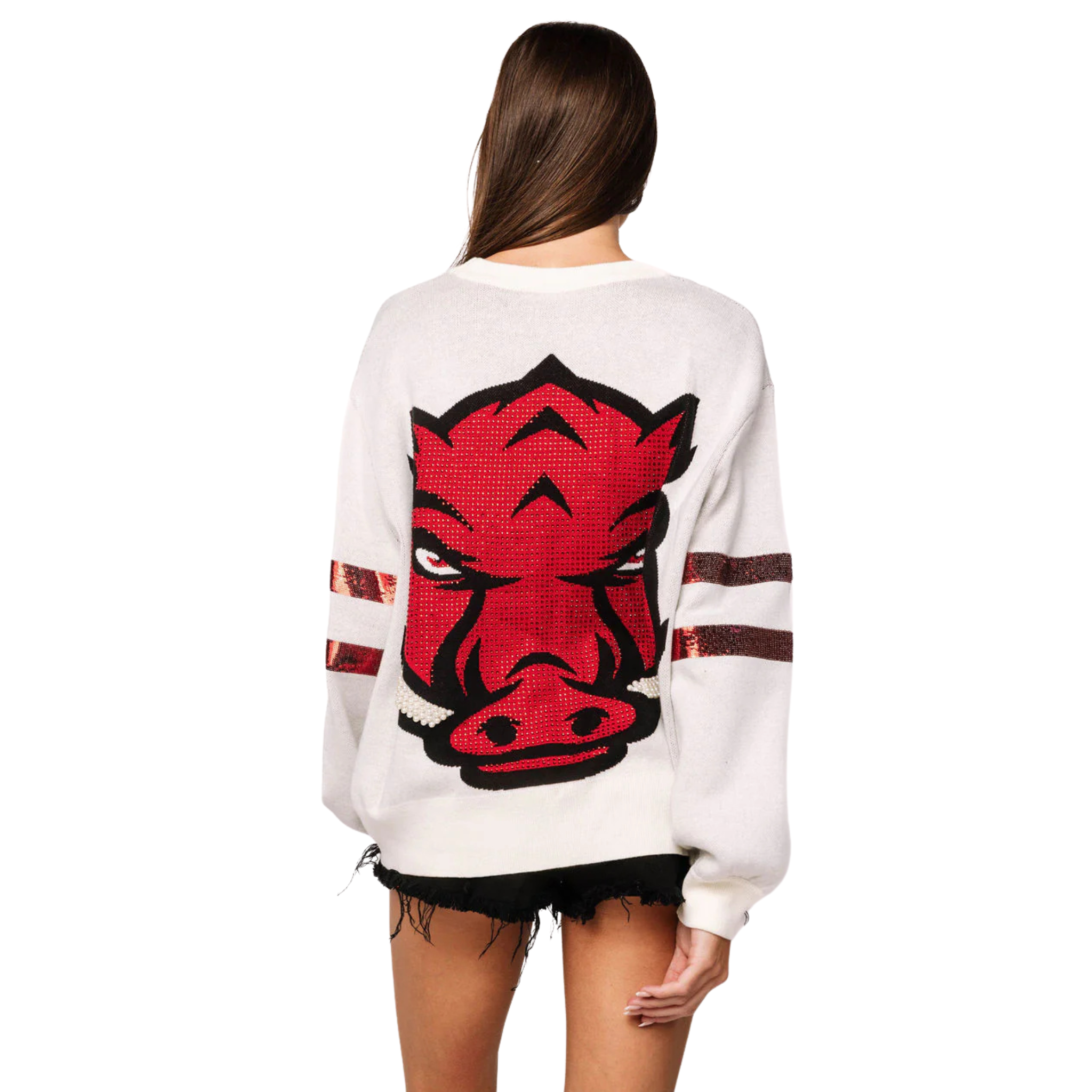 Licensed Arkansas Oversized Mascot Sweater-Fairley Fancy