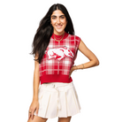 Licensed Crimson & White Plaid Arkansas Sweater Vest-Fairley Fancy
