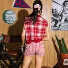 Licensed Crimson & White Plaid Arkansas Sweater Vest-Fairley Fancy3