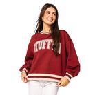 Maroon & Ivory Rhinestone 'Stuffed" Sweatshirt-Fairley Fancy