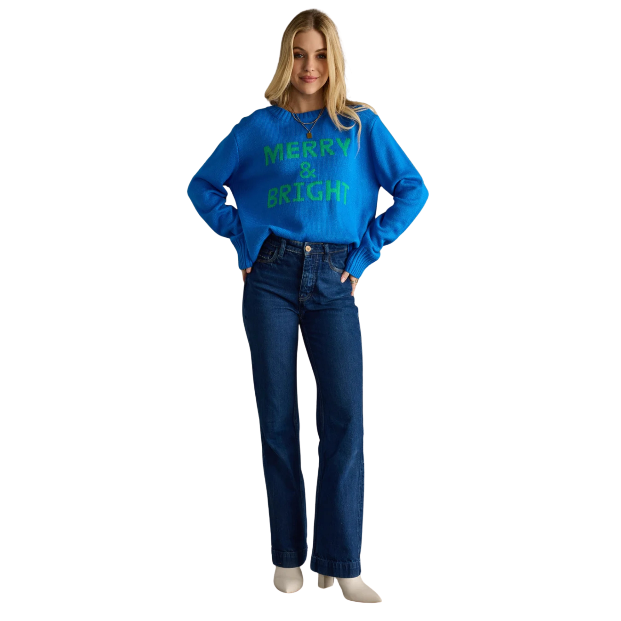 Merry & Bright Sweater in Royal Blue-Fairley Fancy