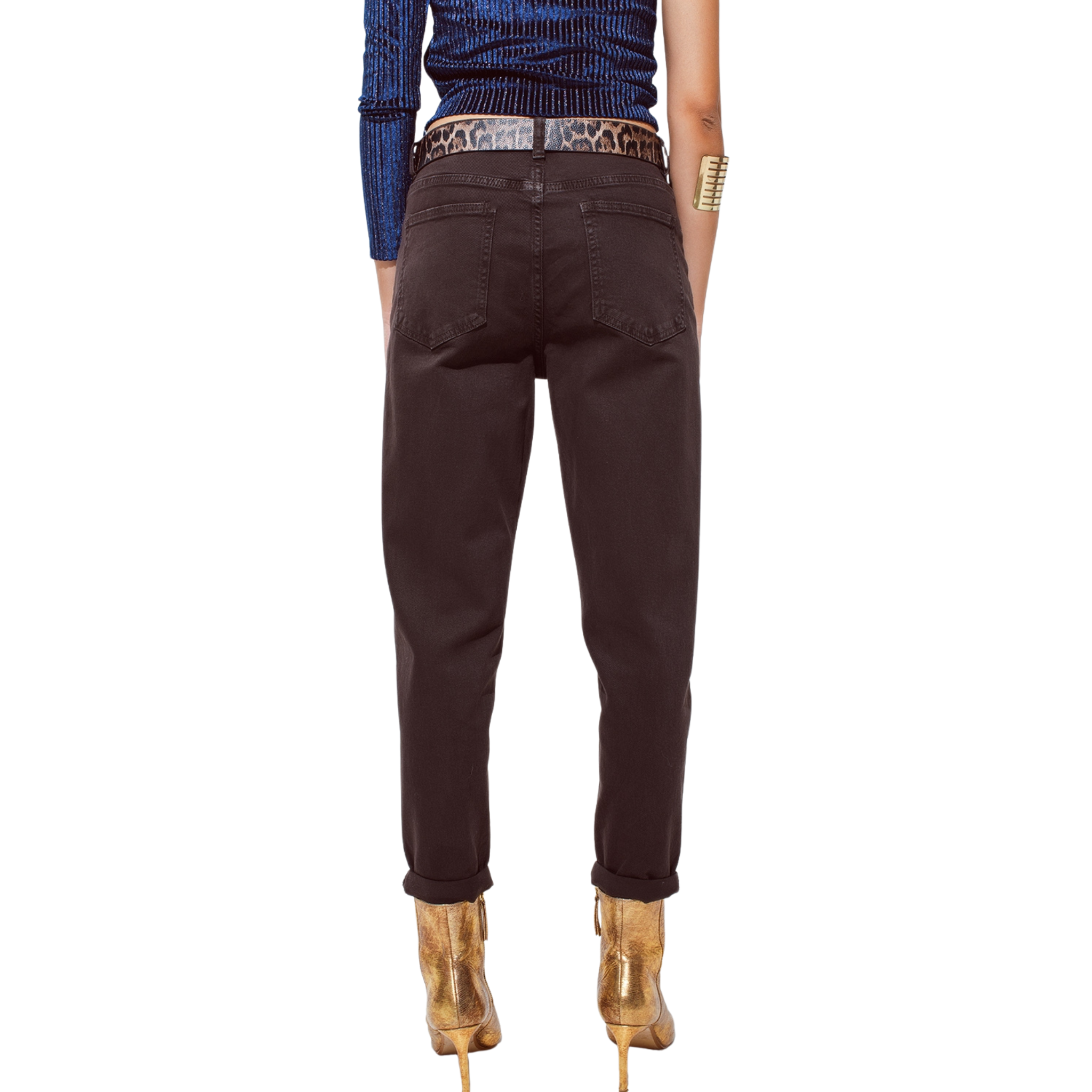 Mid Rise Slouchy Jeans in Chocolate Brown-Fairley Fancy