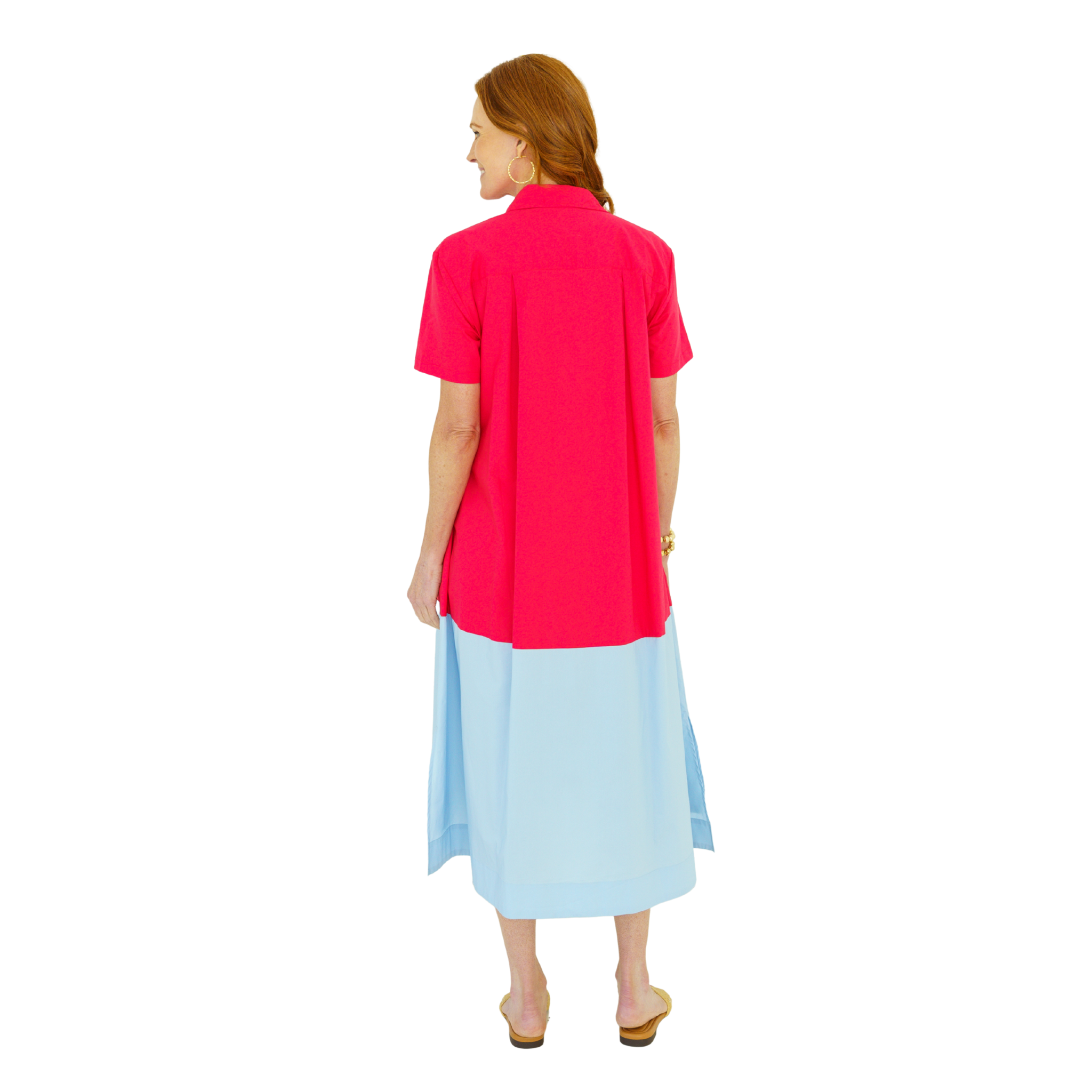 Millie Colorblock Dress in Red and Blue-Fairley Fancy