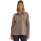 Mocha & Blue Stripe Button Down - Fairley Fancy