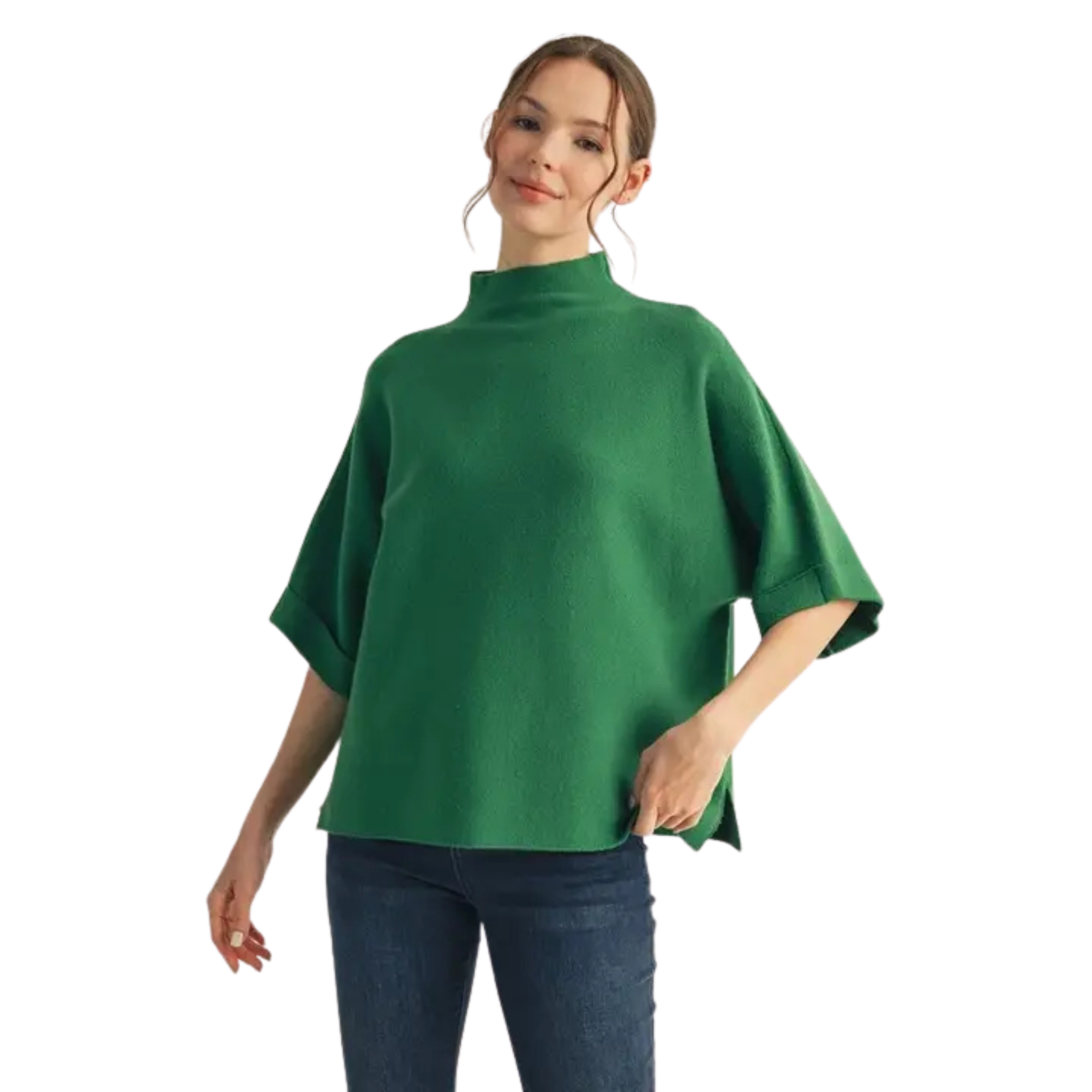 Mock Neck Sweater Top-Fairley Fancy