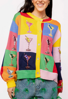 Multi Checkered Cosmo Button Up Sweater