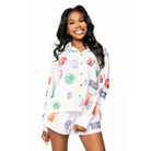 Multi Passport Stamp Button Up Cotton Top-Fairley Fancy