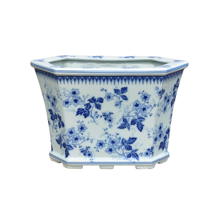 Blue And White Porcelain Hex Cachepot - Fairley Fancy