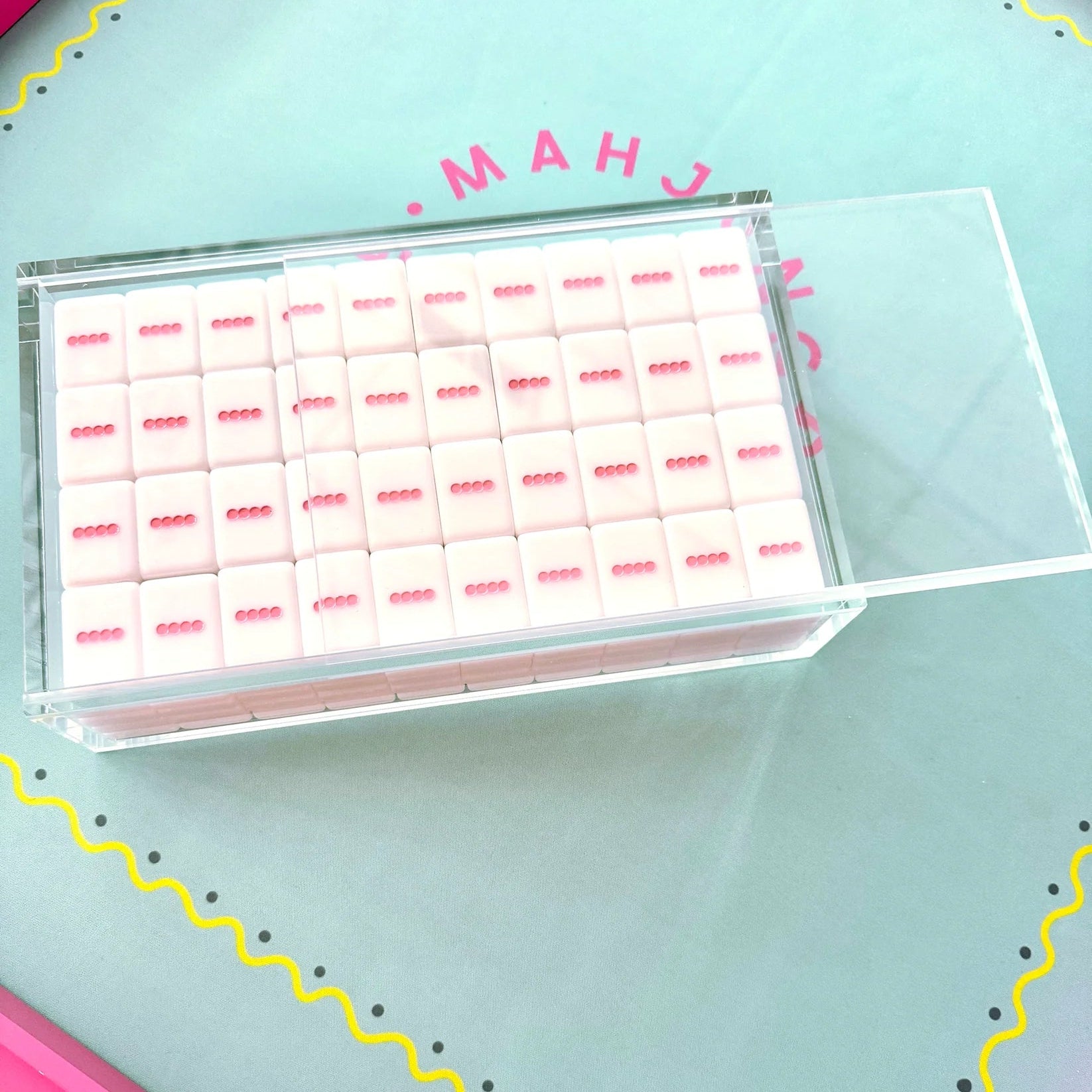Peace Love Mahjong Acrylic Mahjong Tile Box - Fairley Fancy
