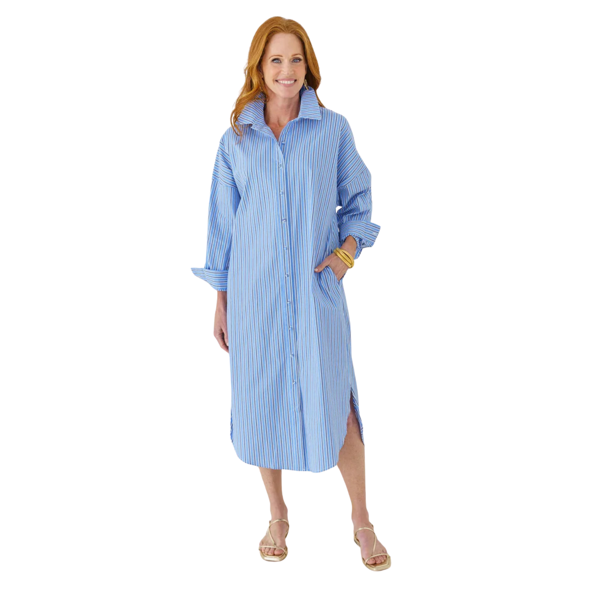 Phoebe Dress in Blue and Navy-Fairley Fancy