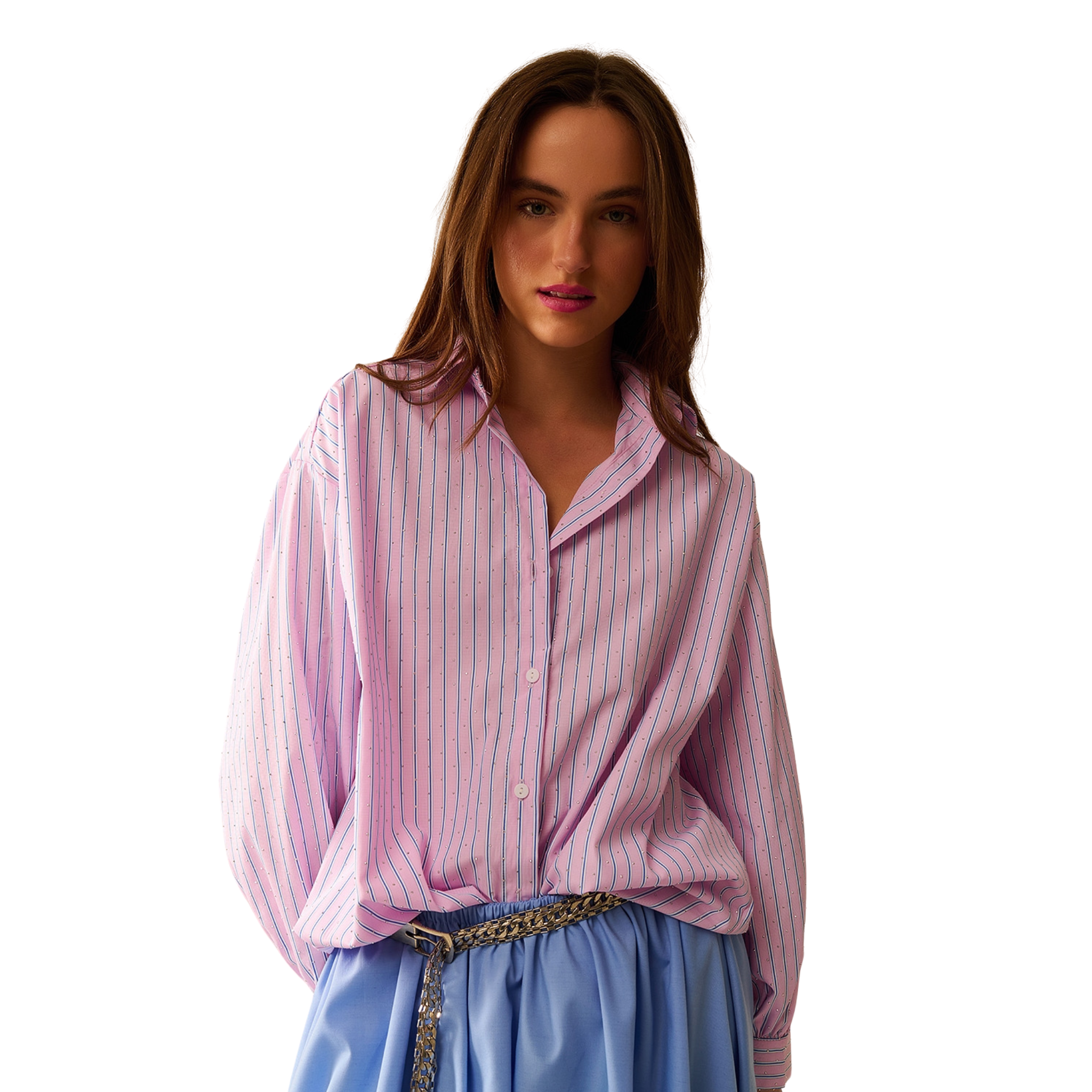 Pink Striped Poplin Shirt-Fairley Fancy