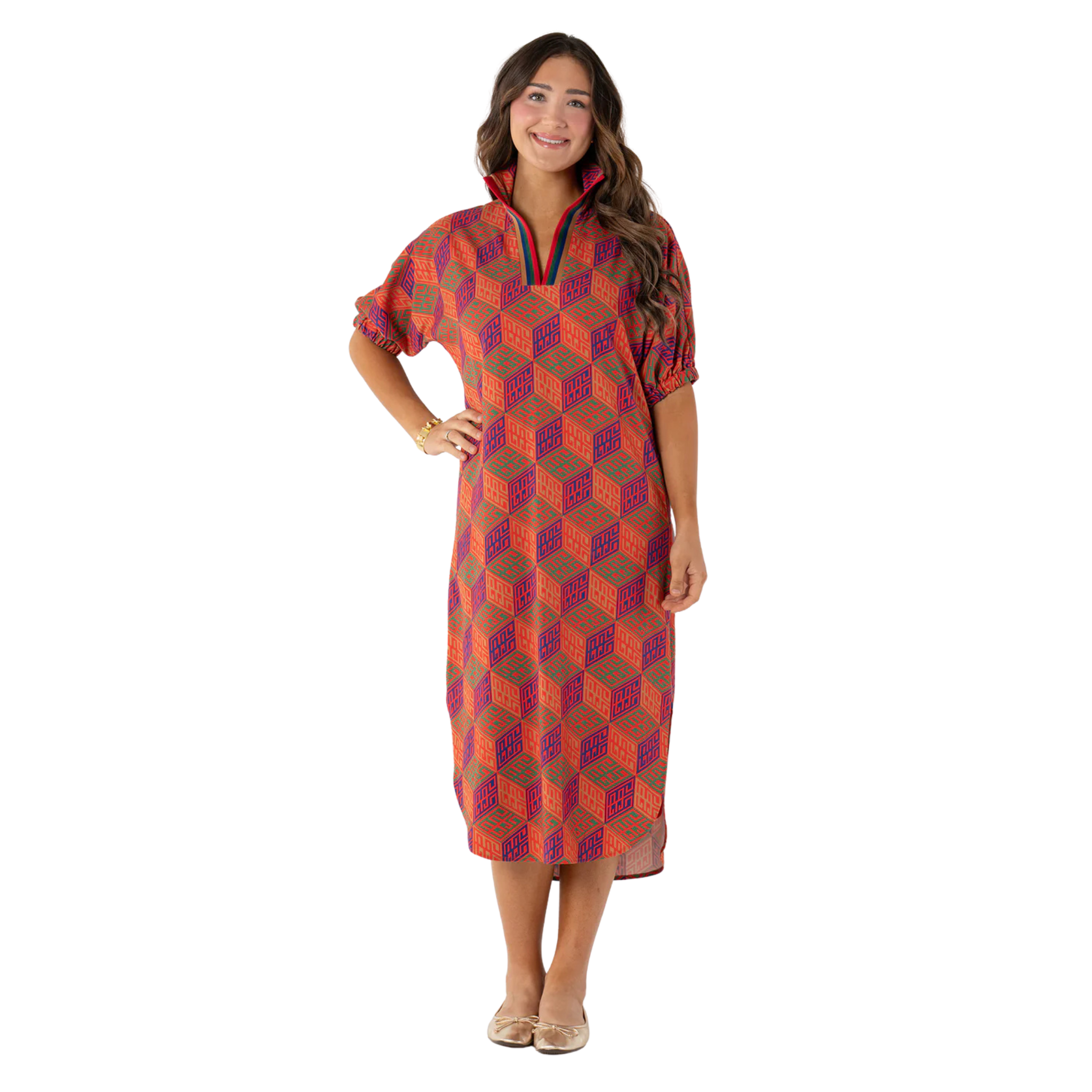 Poppy Caftan in Vintage Monogram-Fairley Fancy