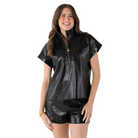 Poppy Pullover in Black Vegan Leather - Fairley Fancy