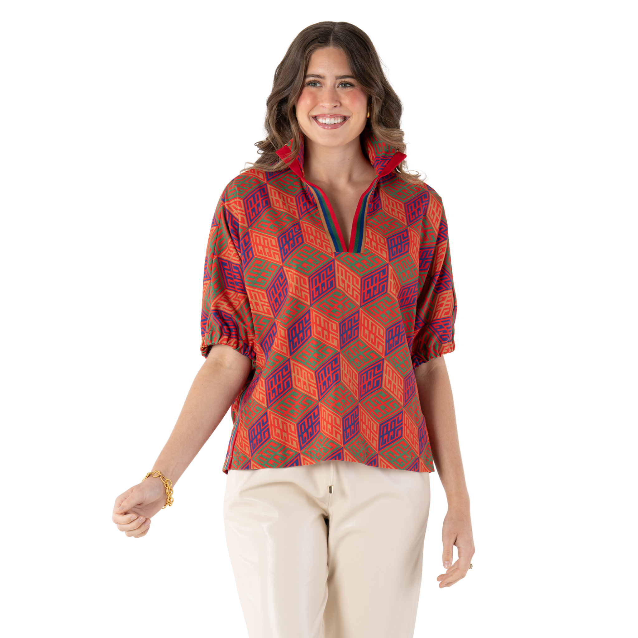 Poppy Top in Vintage Monogram-Fairley Fancy