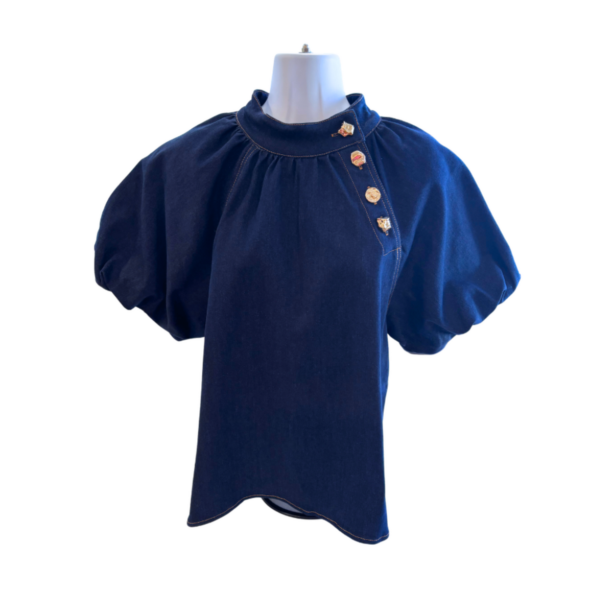 Puff Sleeve Denim Top