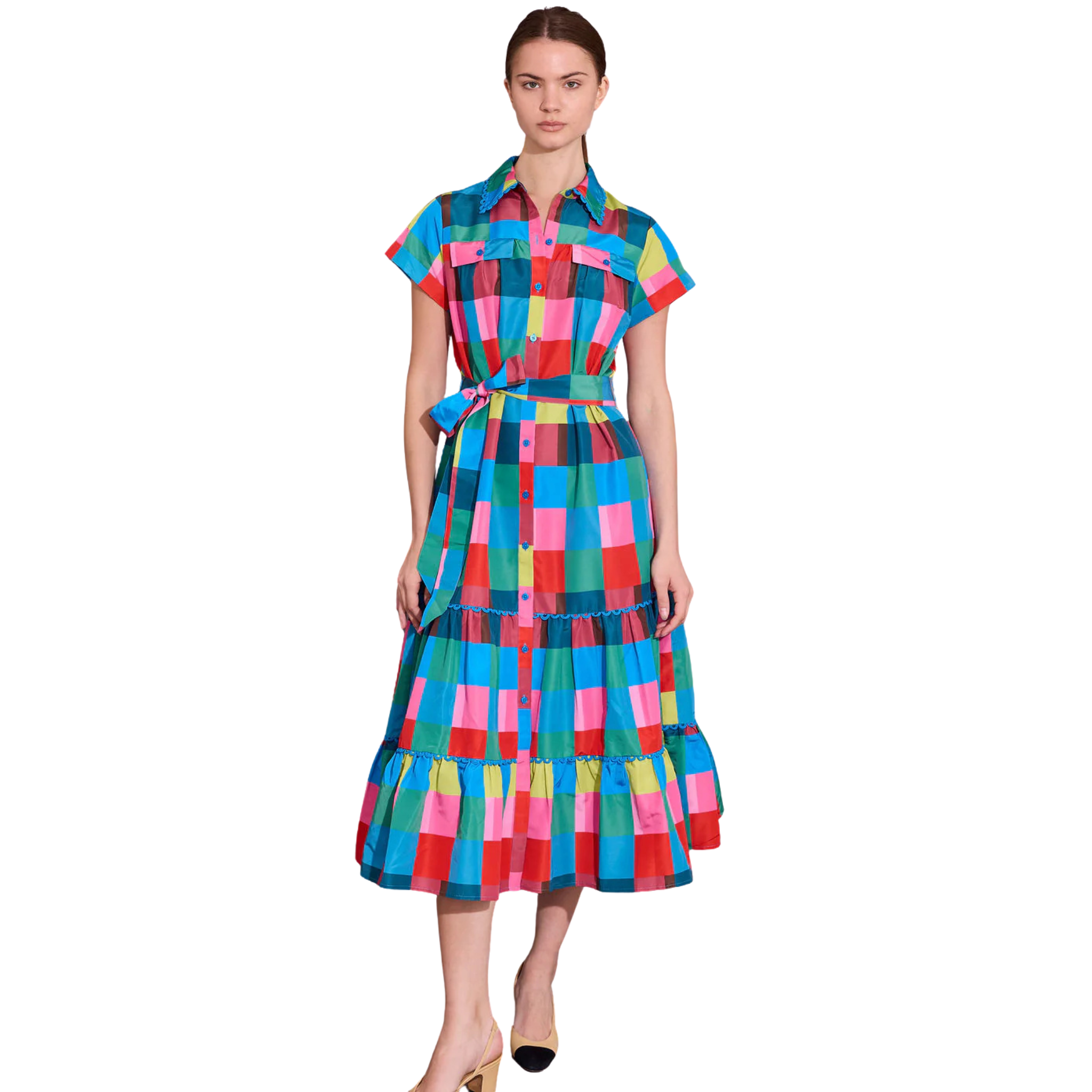 Rachel Dress in Holiday Check-Fairley Fancy