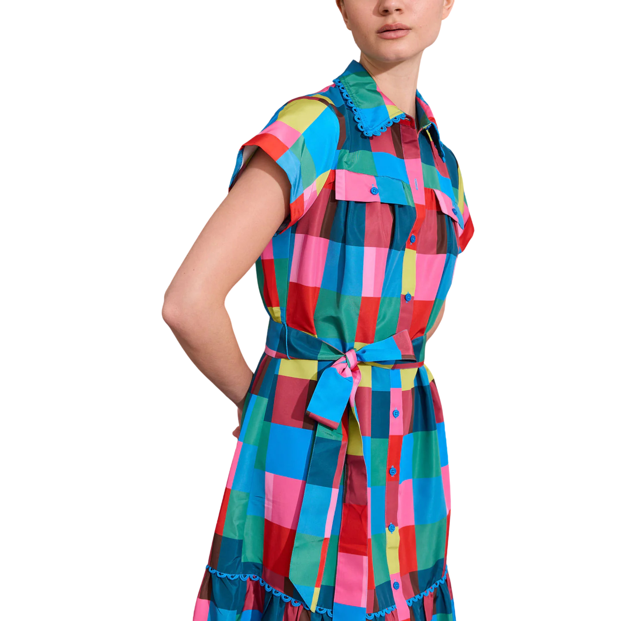 Rachel Dress in Holiday Check-Fairley Fancy