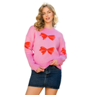 Red Bow Sweater in Pink-Fairley Fancy