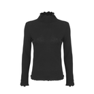 Ruffle Turtle Neck in Black-Fairley Fancy