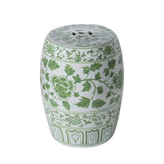 Mint Green Peony Porcelain Garden Stool