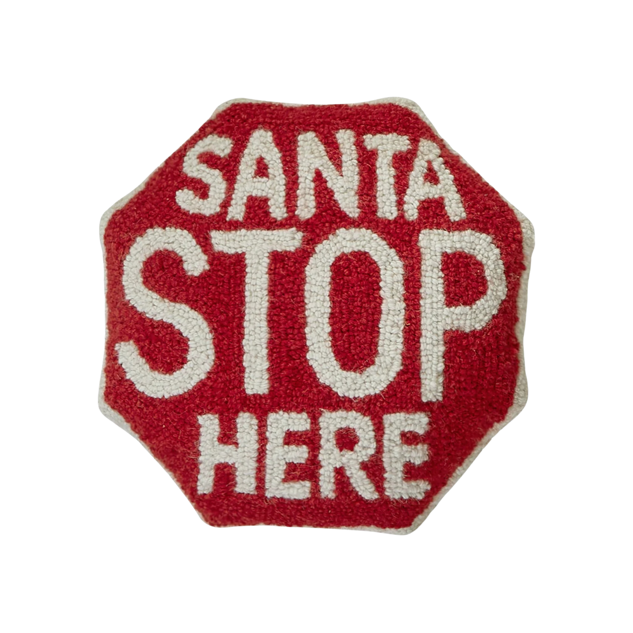 Santa Stop Sign Pillow-Fairley Fancy