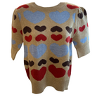 Short Sleeve Heart Knit Top-Fairley Fancy