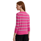 Stella 3/4 Sleeve Stripe Sweater in Guava-Fairley Fancy