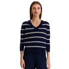 Stella 3/4 Sleeve Stripe Sweater in Navy-Fairley Fancy